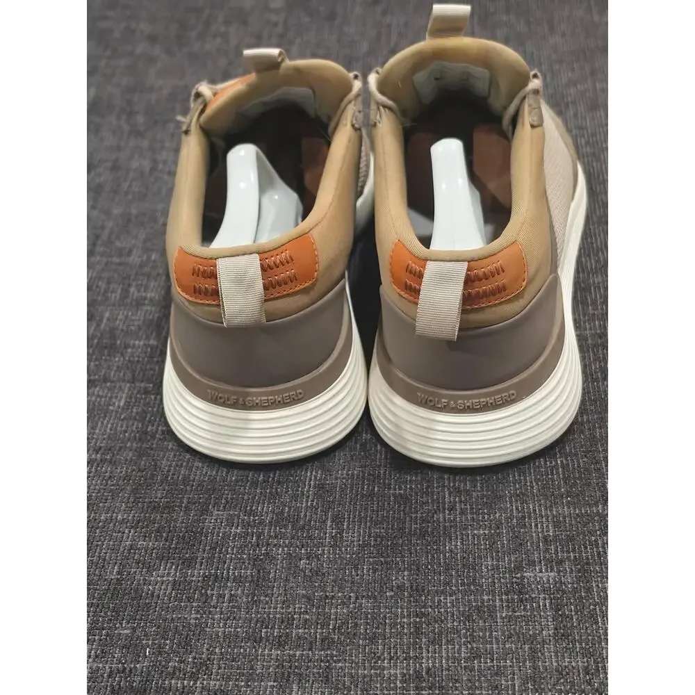 Wolf & Shepherd Crossover Victory Trainer Sneaker Men's 8.5 Taupe Mesh Suede